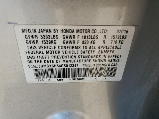 2016 Honda Fit Lx VIN: JHMGK5H54GS012347 Lot: 55683024