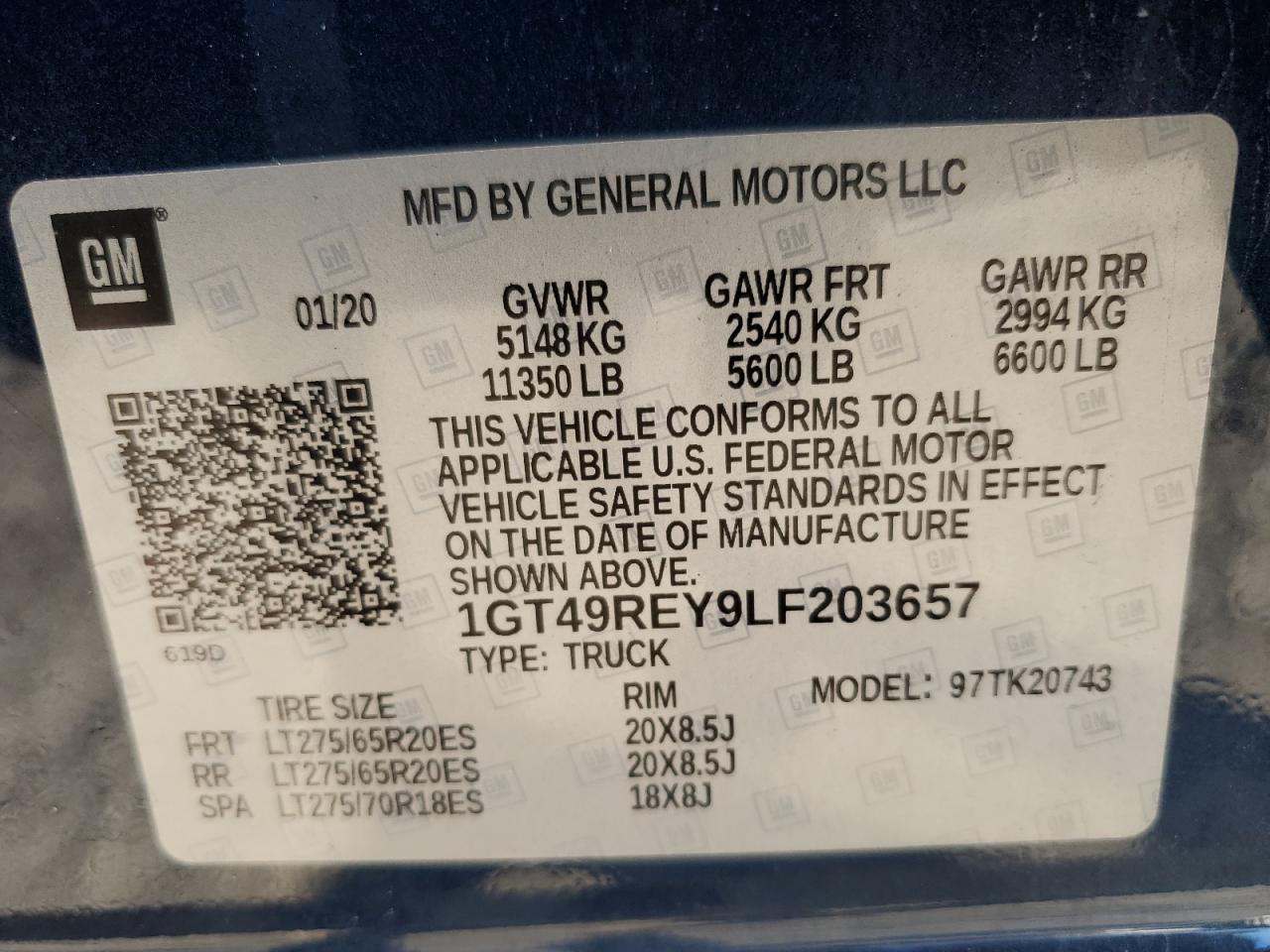 1GT49REY9LF203657 2020 GMC Sierra K2500 Denali
