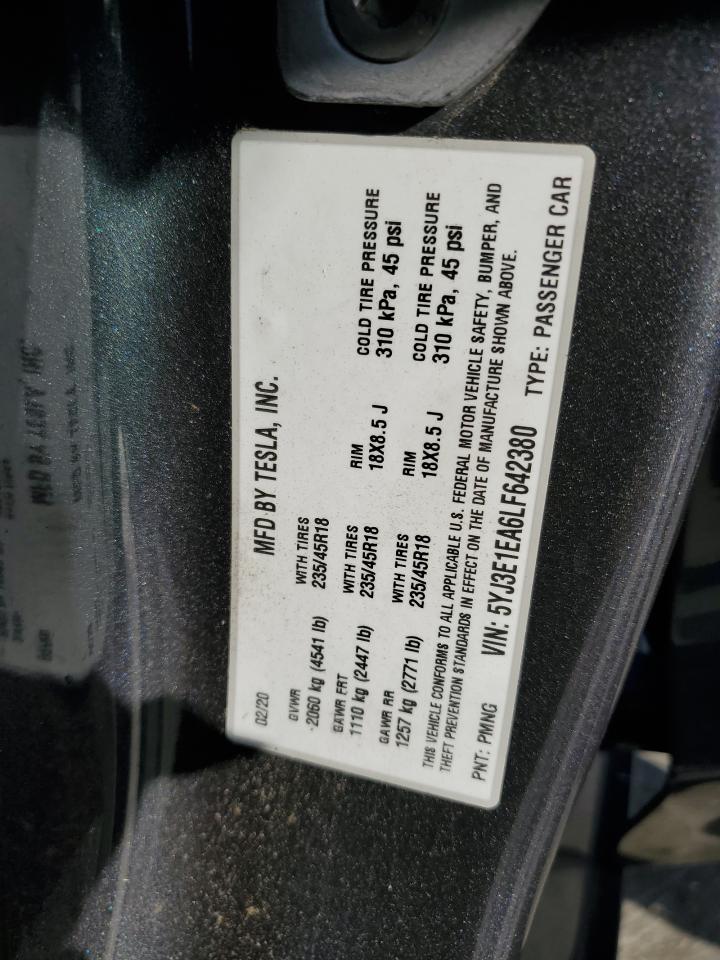 5YJ3E1EA6LF642380 2020 Tesla Model 3