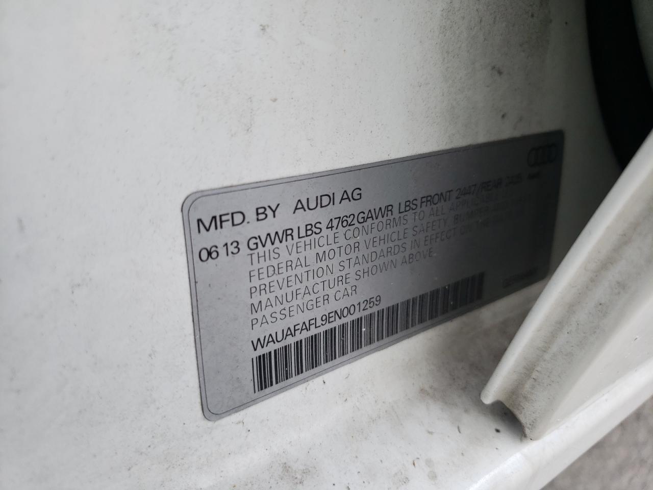 WAUAFAFL9EN001259 2014 Audi A4 Premium