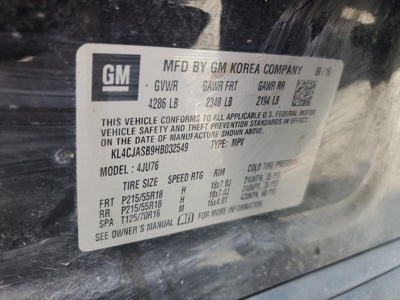 KL4CJASB9HB032549 2017 Buick Encore Preferred