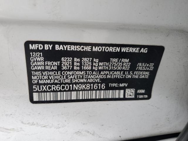 2022 BMW X5 xDrive40I VIN: 5UXCR6C01N9K81616 Lot: 52520824