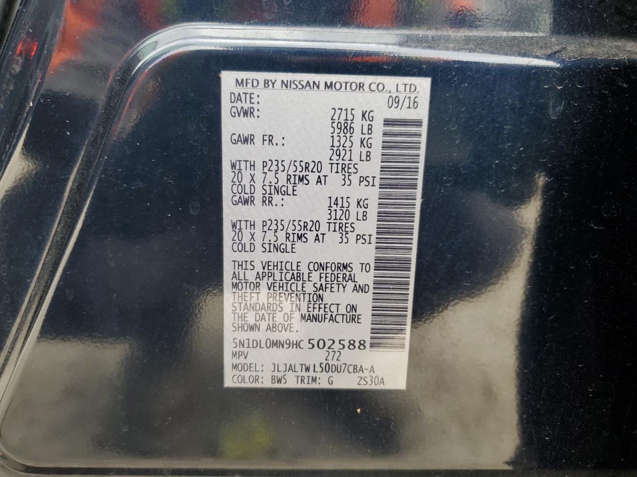 5N1DL0MN9HC502588 2017 Infiniti Qx60