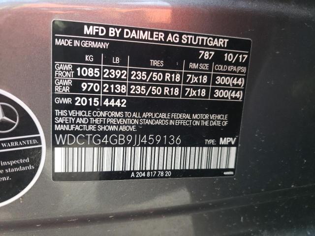 VIN WDCTG4GB9JJ459136 2018 Mercedes-Benz GLA-Class,... no.12