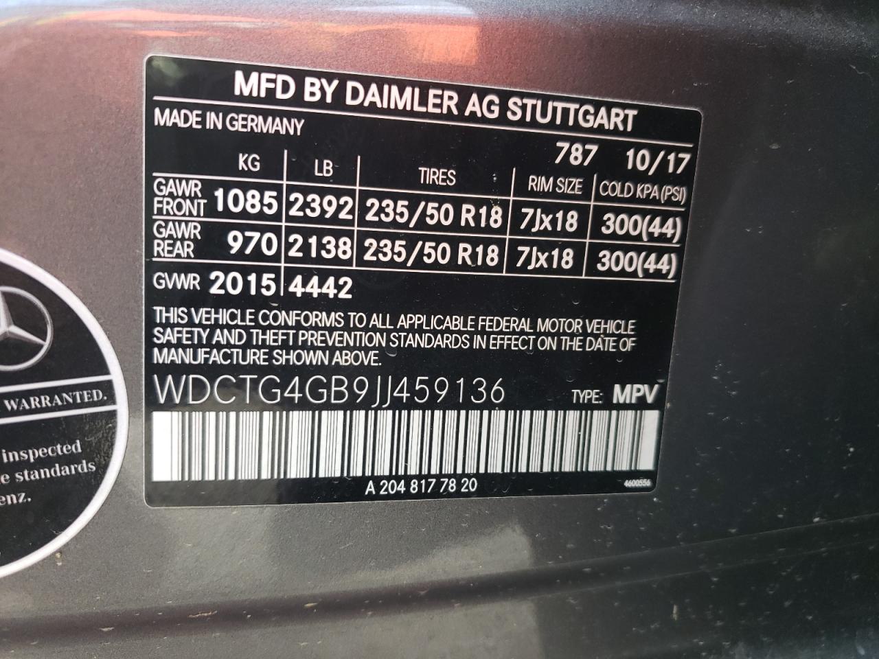 WDCTG4GB9JJ459136 2018 Mercedes-Benz Gla 250 4Matic