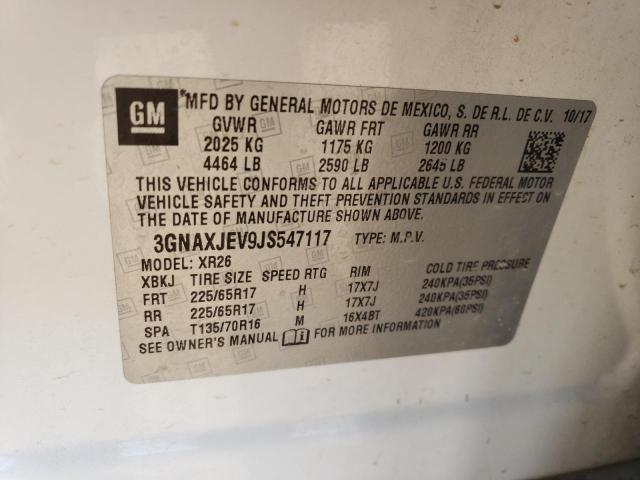 2018 Chevrolet Equinox Lt VIN: 3GNAXJEV9JS547117 Lot: 54062484