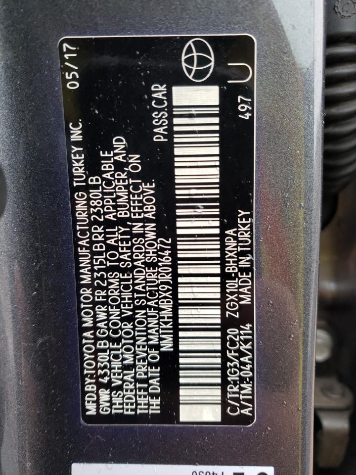 NMTKHMBX9JR016472 2018 Toyota C-Hr Xle