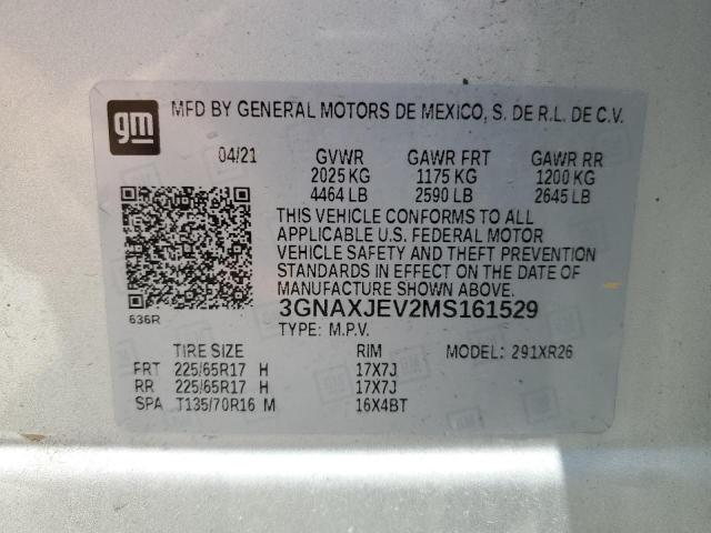 2021 Chevrolet Equinox Lt VIN: 3GNAXJEV2MS161529 Lot: 56386404