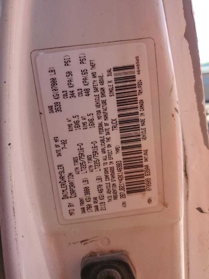 2B7JB21Y42K146983 2002 Dodge Ram Van B2500