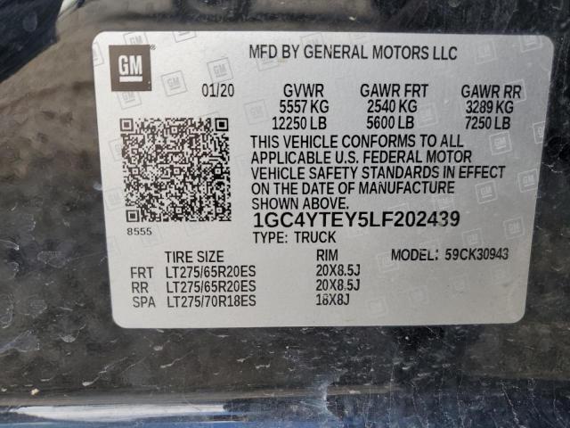 VIN 1GC4YTEY5LF202439 2020 Chevrolet Silverado, K35... no.12