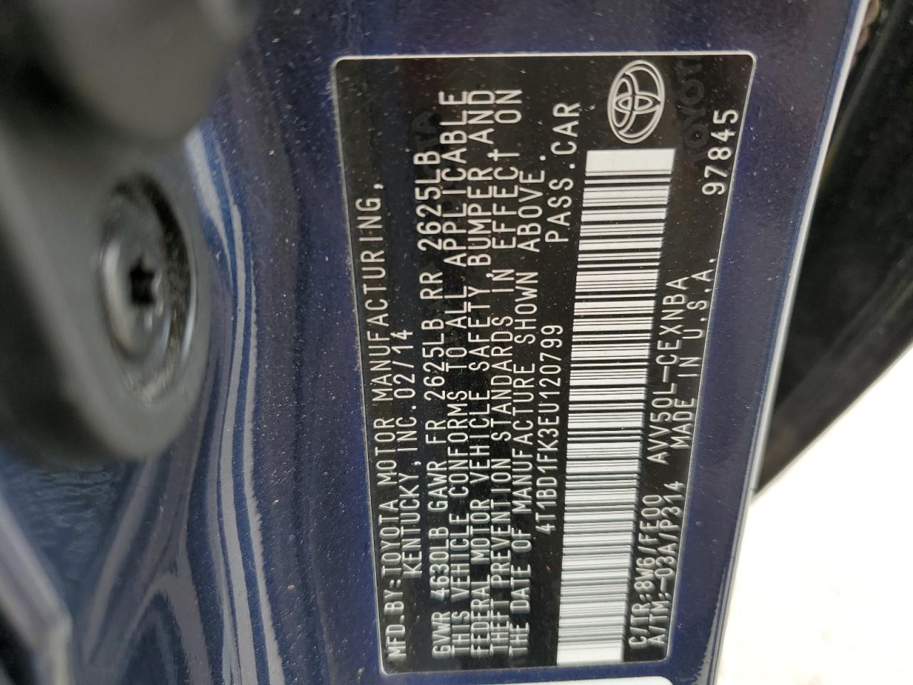 4T1BD1FK3EU120799 2014 Toyota Camry Hybrid