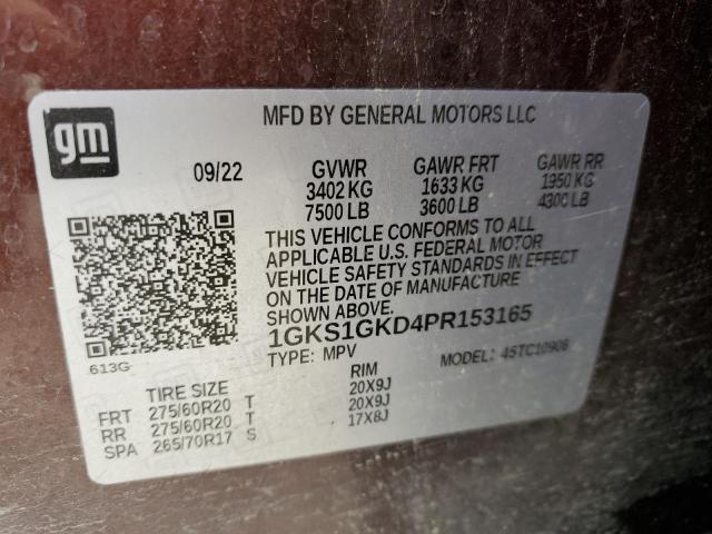 2023 GMC Yukon Xl C1500 Slt VIN: 1GKS1GKD4PR153165 Lot: 54683934