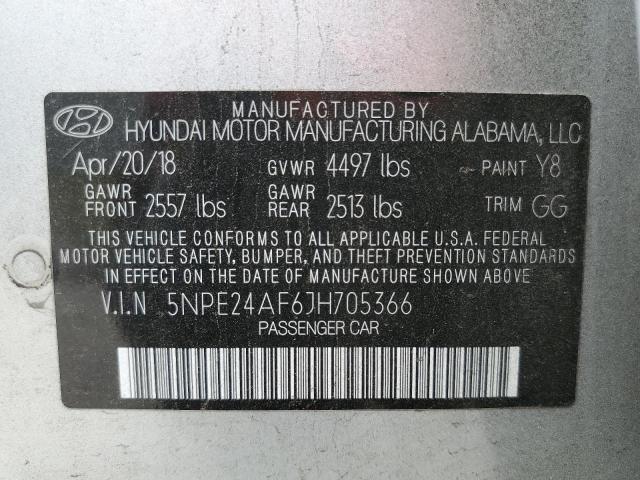 2018 Hyundai Sonata Se VIN: 5NPE24AF6JH705366 Lot: 54523164