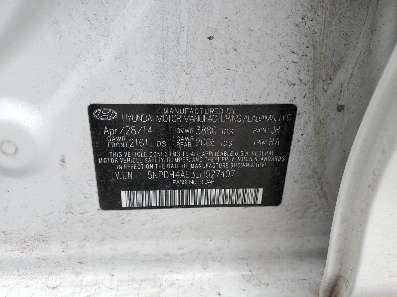 5NPDH4AE3EH527407 2014 Hyundai Elantra Se