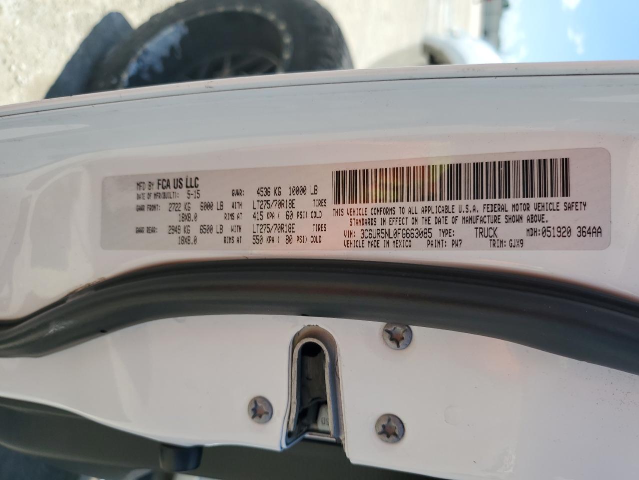 3C6UR5NL0FG663085 2015 Ram 2500 Laramie