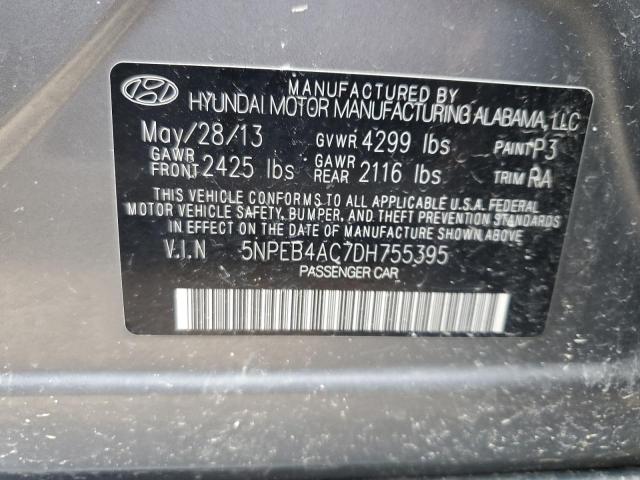 2013 Hyundai Sonata Gls VIN: 5NPEB4AC7DH755395 Lot: 56971284