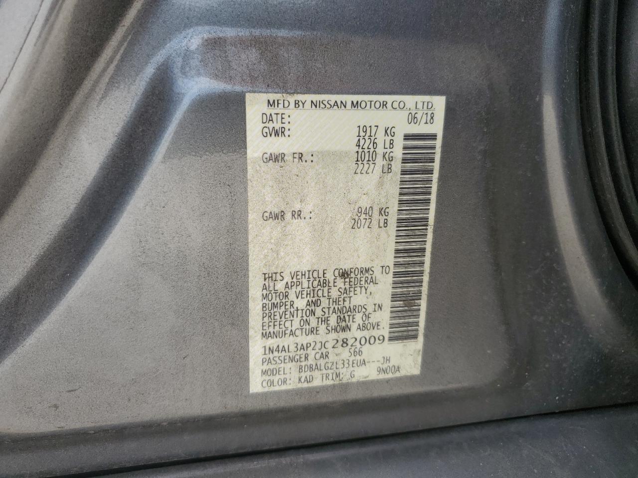 1N4AL3AP2JC282009 NISSAN ALTIMA 2018