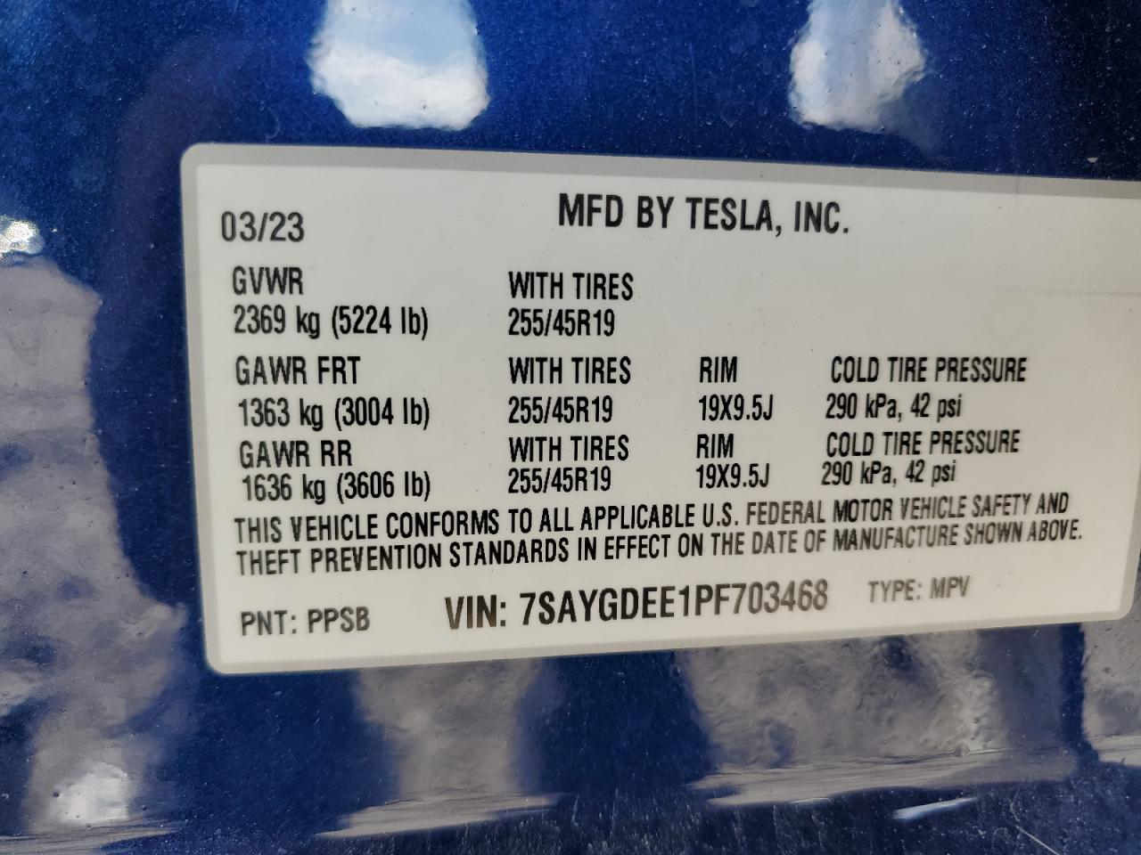 7SAYGDEE1PF703468 2023 Tesla Model Y