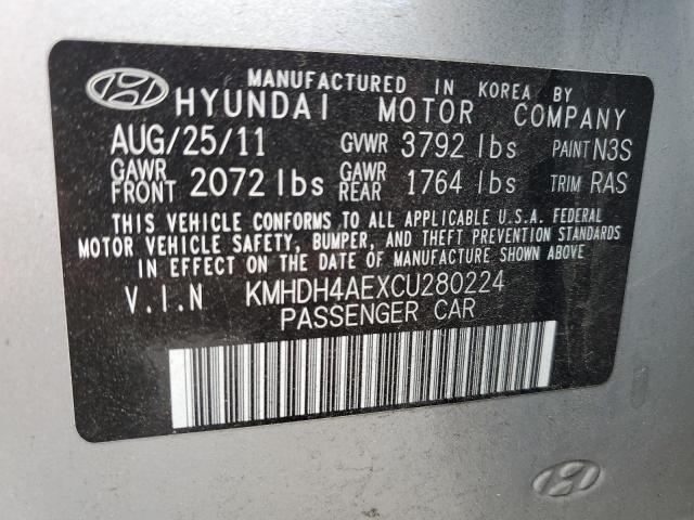 2012 Hyundai Elantra Gls VIN: KMHDH4AEXCU280224 Lot: 55662264