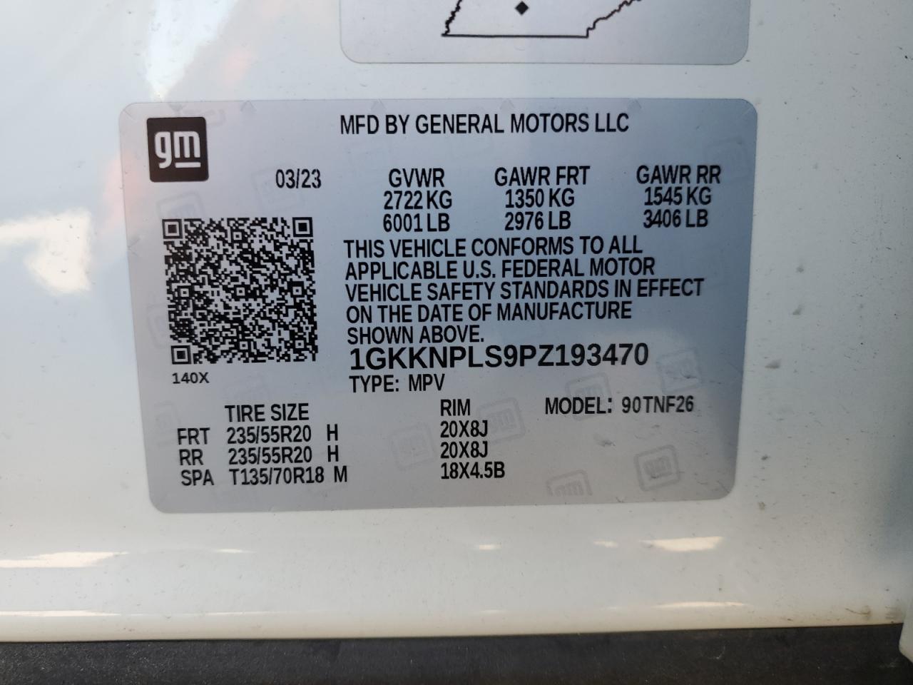 1GKKNPLS9PZ193470 2023 GMC Acadia Denali