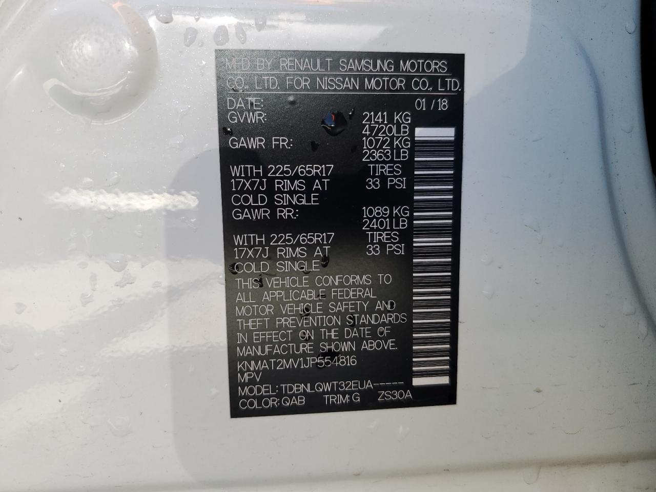 KNMAT2MV1JP554816 NISSAN ROGUE 2018