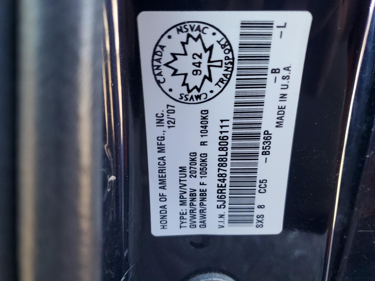 5J6RE48788L806111 2008 Honda Cr-V Exl