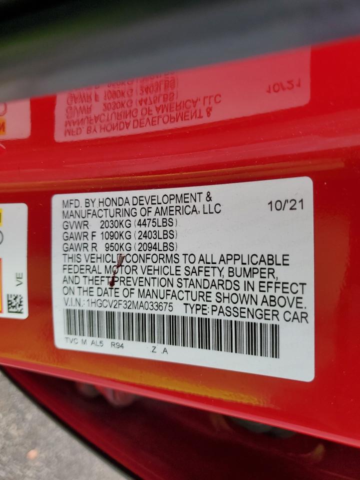 1HGCV2F32MA033675 2021 Honda Accord Sport