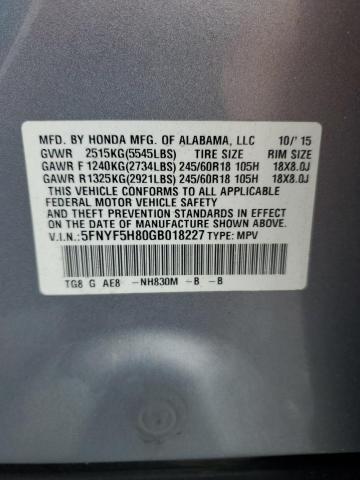 2016 Honda Pilot Exl VIN: 5FNYF5H80GB018227 Lot: 55829554