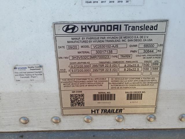 2021 Hyundai Dry Van VIN: 3H3V532C3MR700023 Lot: 52359724