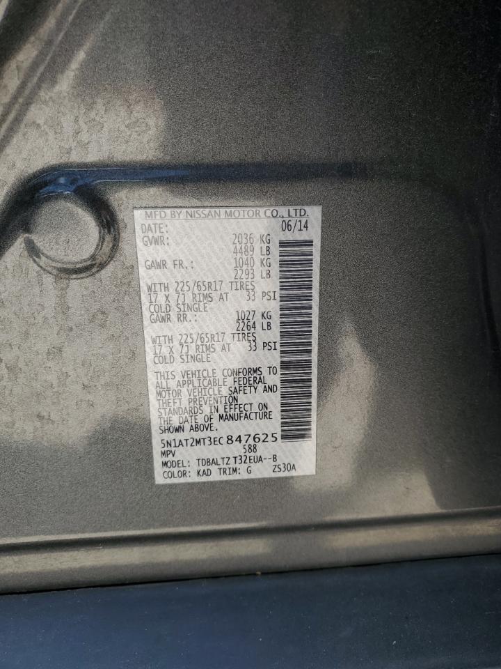 5N1AT2MT3EC847625 2014 Nissan Rogue S