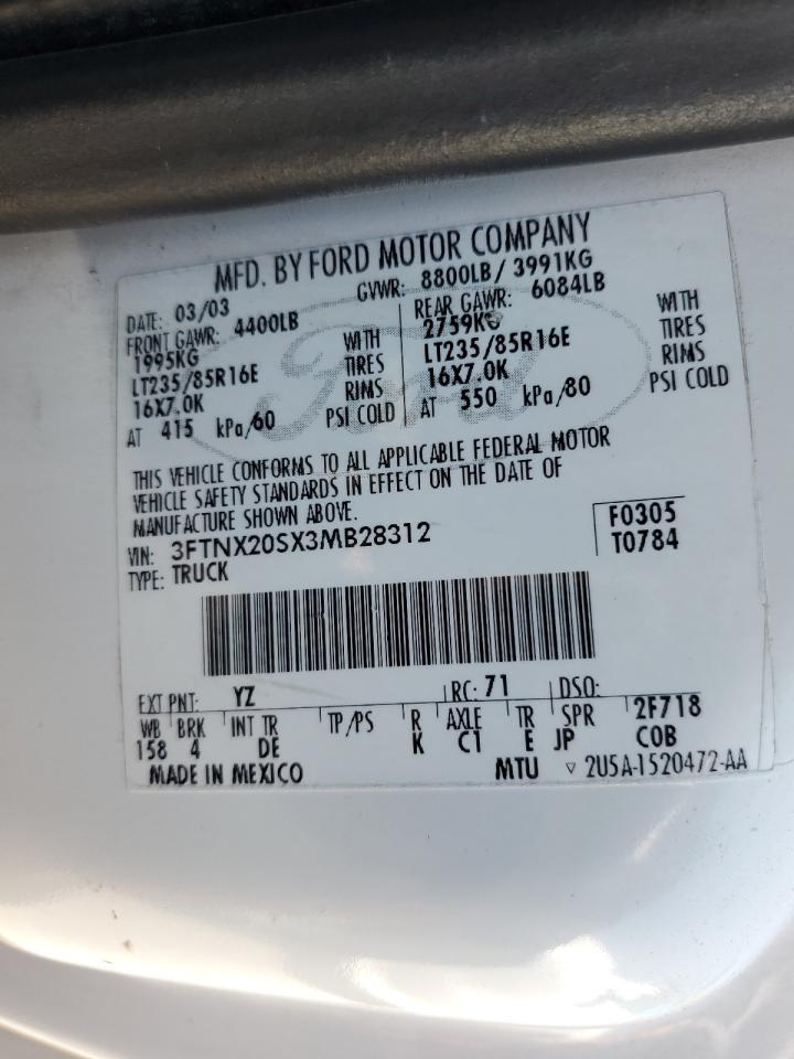 3FTNX20SX3MB28312 2003 Ford F250 Super Duty