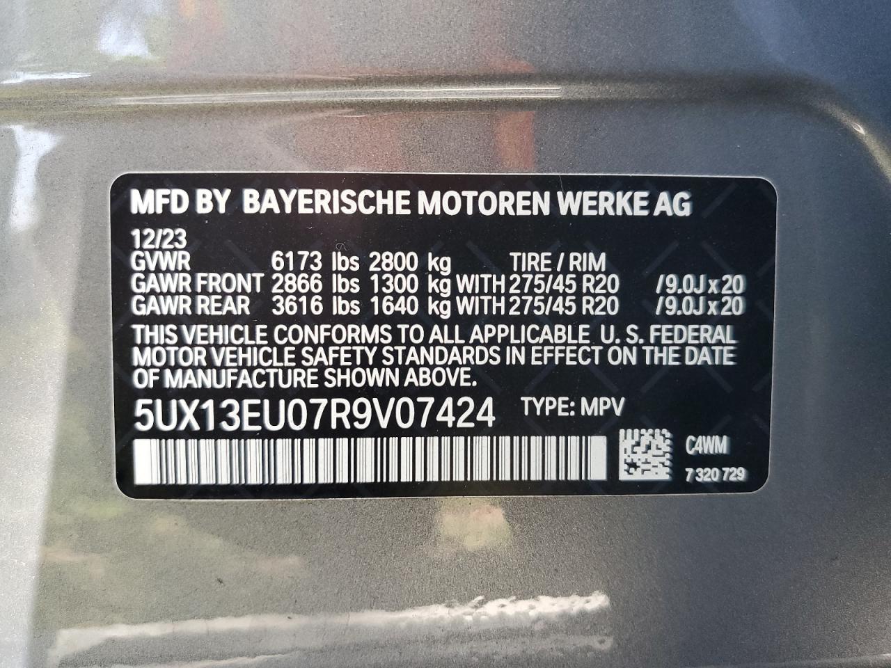 5UX13EU07R9V07424 2024 BMW X5 Sdrive 40I