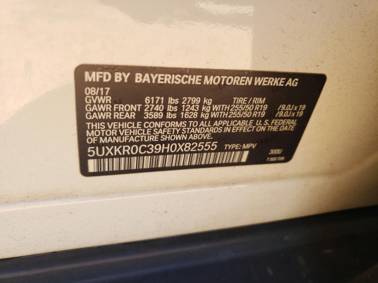 5UXKR0C39H0X82555 2017 BMW X5 xDrive35I