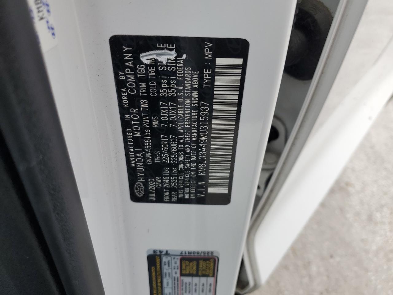 KM8J33A49MU315937 2021 Hyundai Tucson Limited