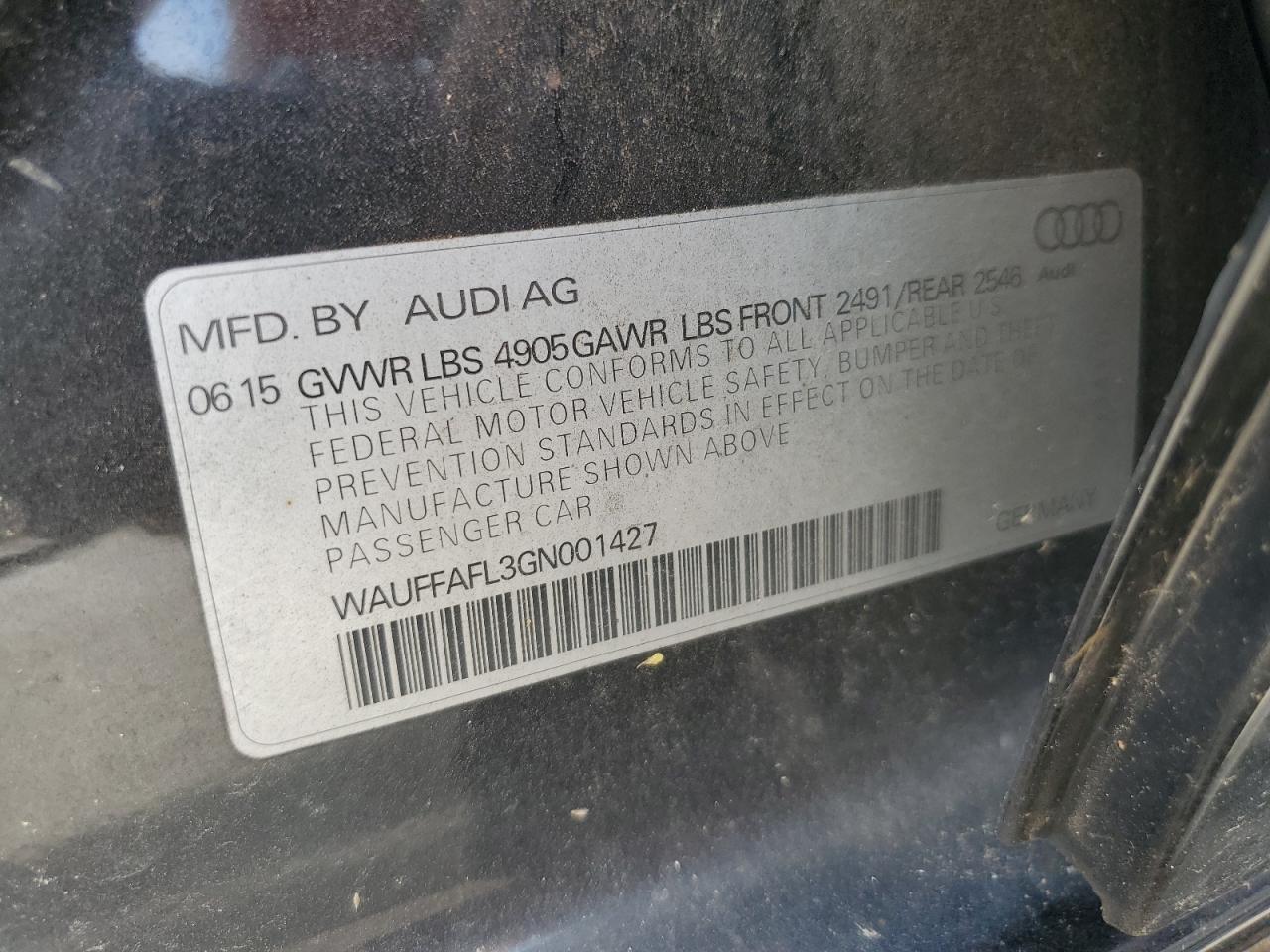 WAUFFAFL3GN001427 2016 Audi A4 Premium Plus S-Line