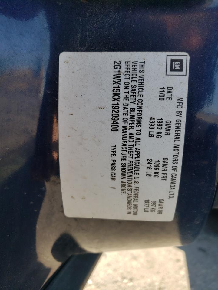 2G1WX15KX19209400 2001 Chevrolet Monte Carlo Ss