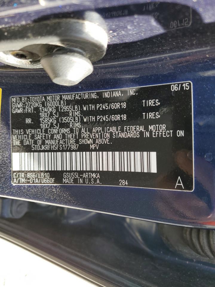 5TDJKRFH5FS177987 2015 Toyota Highlander Xle