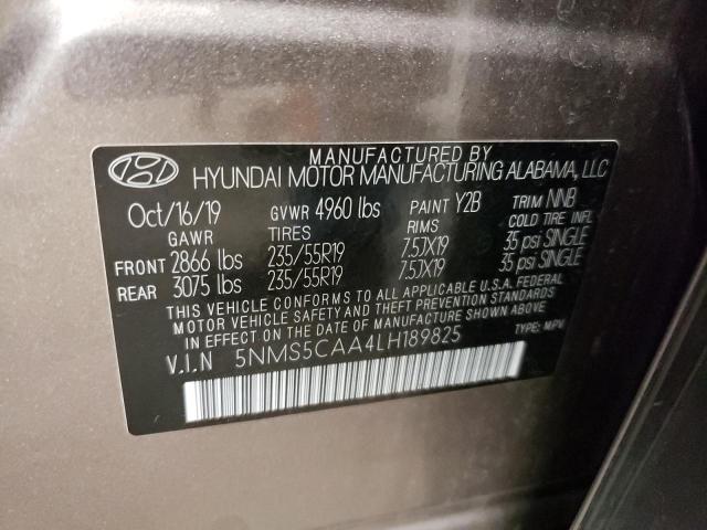 2020 Hyundai Santa Fe Limited VIN: 5NMS5CAA4LH189825 Lot: 53526454