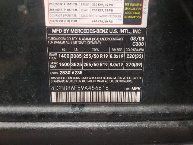 2009 Mercedes-Benz Ml 350 VIN: 4JGBB86E59A456616 Lot: 55854204