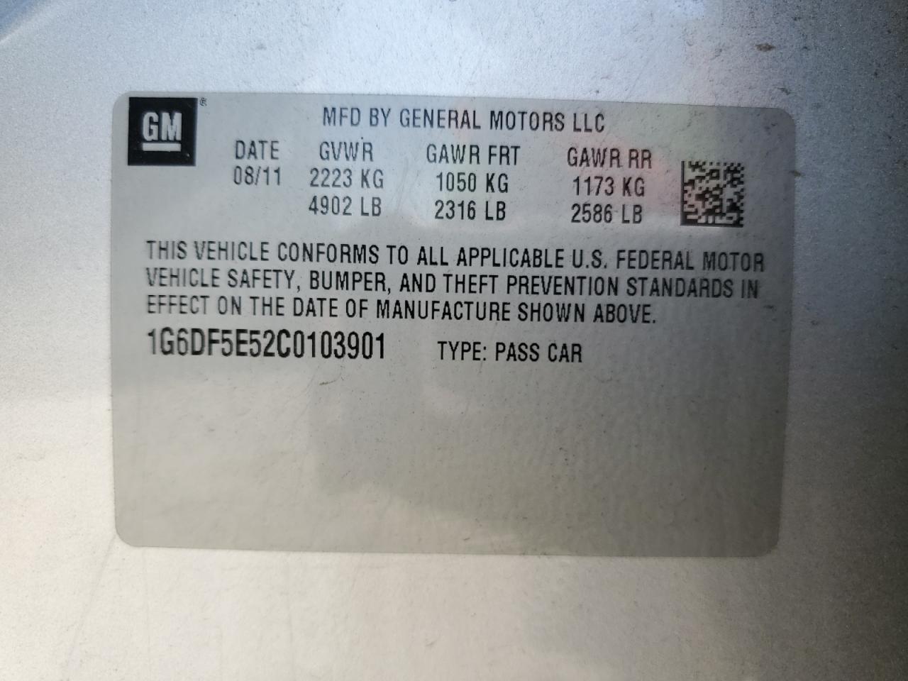 1G6DF5E52C0103901 2012 Cadillac Cts Luxury Collection