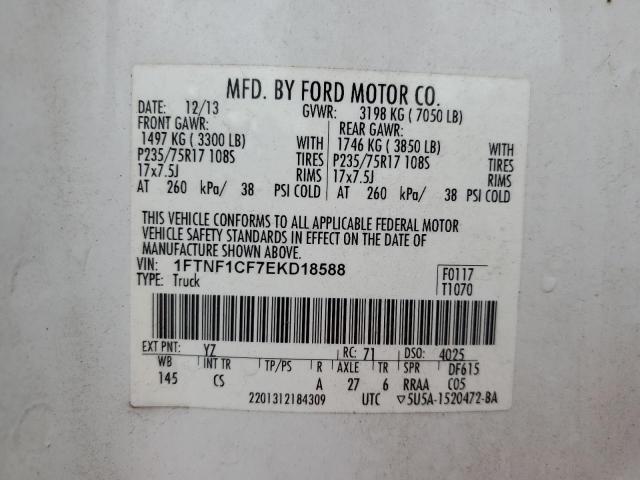 2014 Ford F150 VIN: 1FTNF1CF7EKD18588 Lot: 54204714