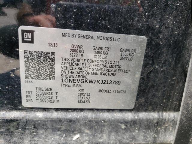 2019 Chevrolet Traverse Lt VIN: 1GNEVGKW7KJ213789 Lot: 55808234