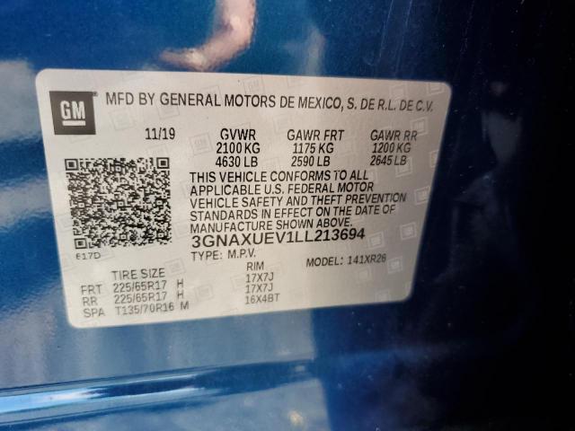 2020 Chevrolet Equinox Lt VIN: 3GNAXUEV1LL213694 Lot: 56219854