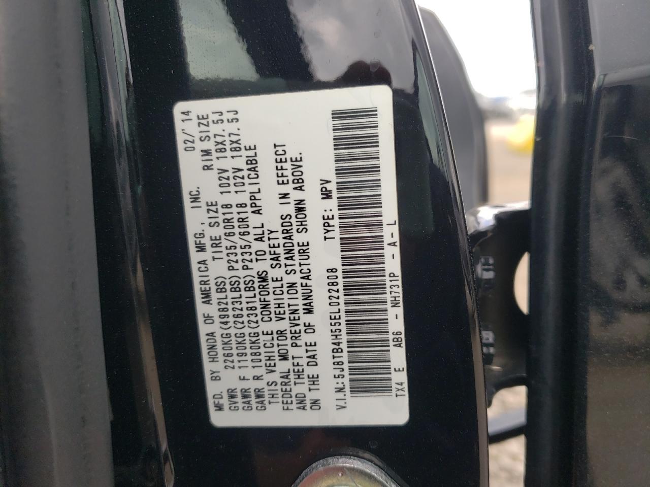 5J8TB4H55EL022808 2014 Acura Rdx Technology