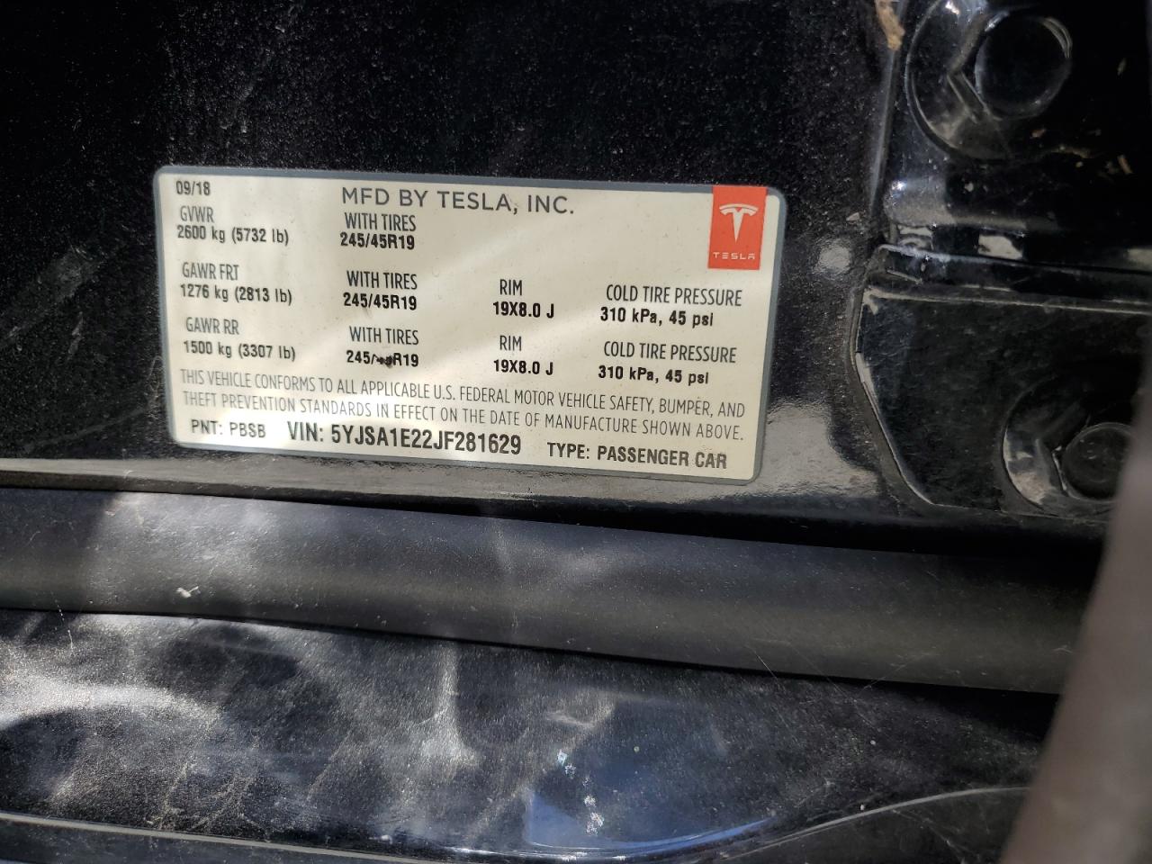 5YJSA1E22JF281629 2018 Tesla Model S