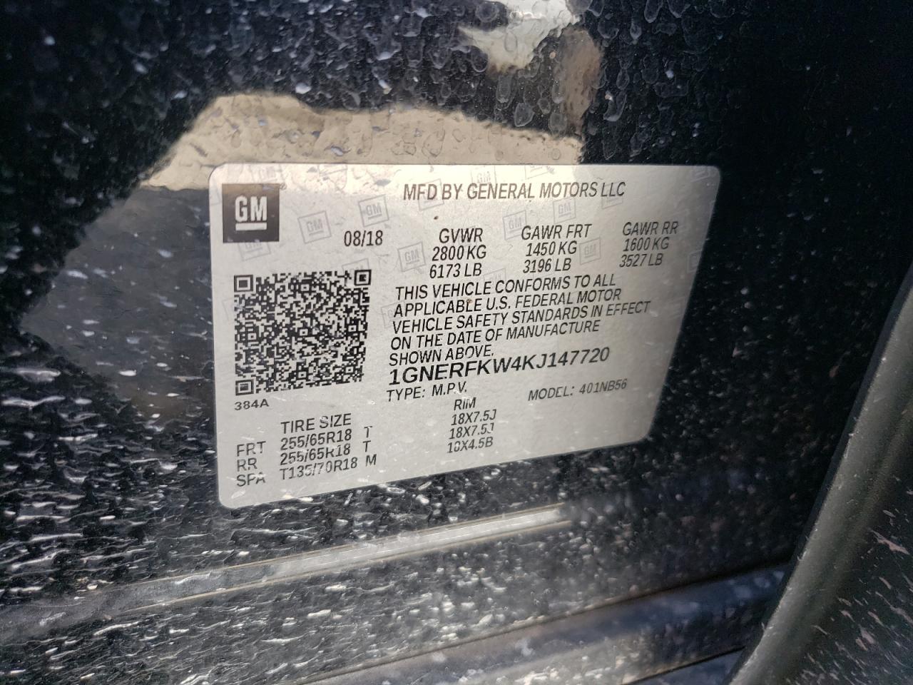 1GNERFKW4KJ147720 2019 Chevrolet Traverse Ls