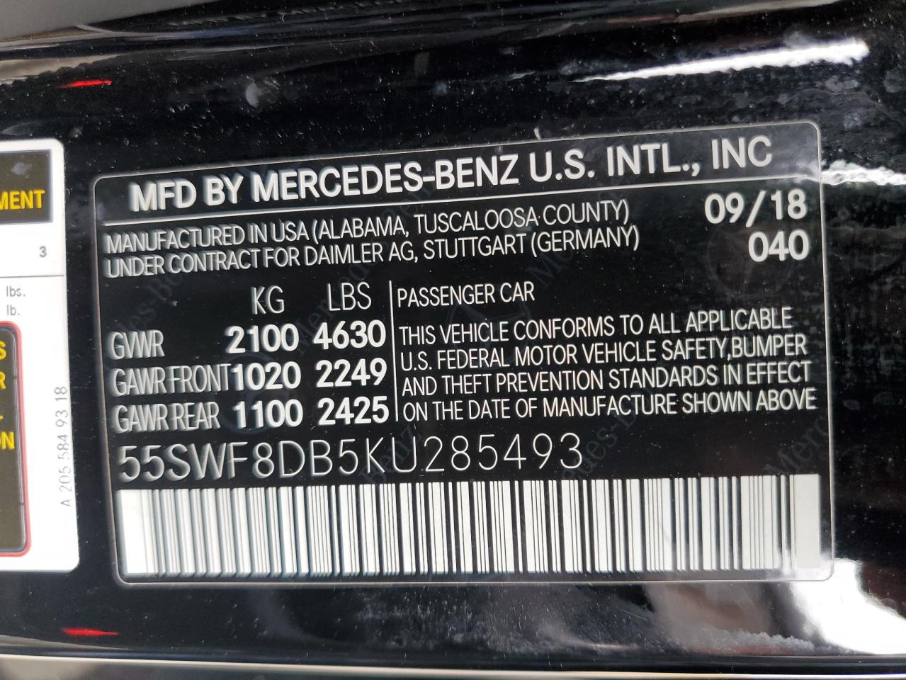 55SWF8DB5KU285493 2019 Mercedes-Benz C 300