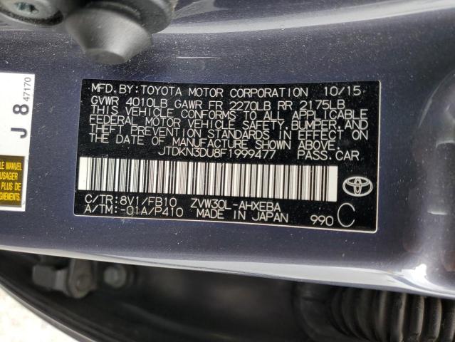 2015 Toyota Prius VIN: JTDKN3DU8F1999477 Lot: 55971604