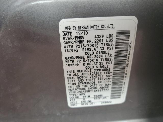 2011 Nissan Rogue S VIN: JN8AS5MT1BW167777 Lot: 54587624