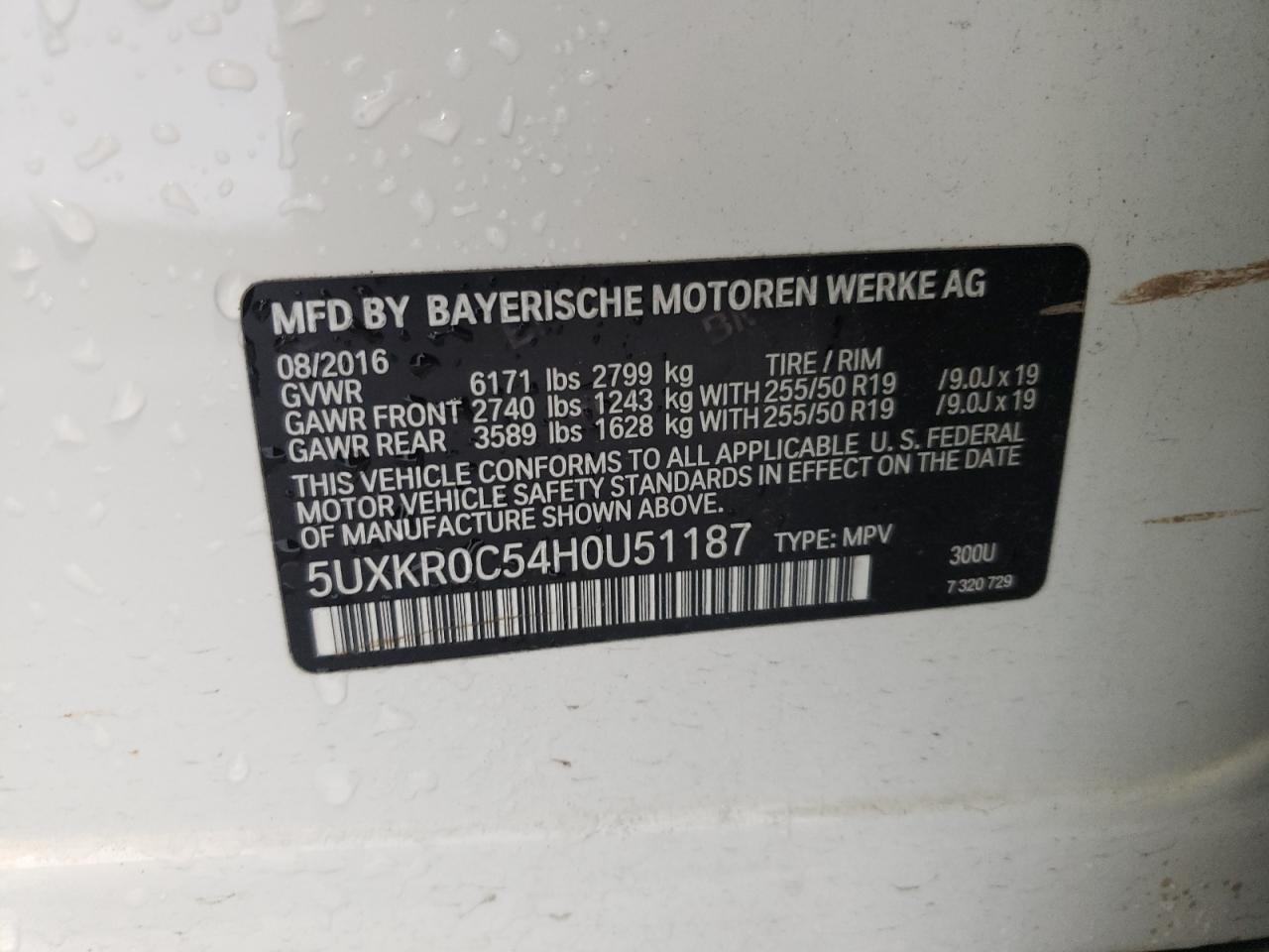 5UXKR0C54H0U51187 2017 BMW X5 xDrive35I